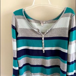 Old Navy striped long sleeve Henley sz L